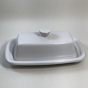 White Fiesta Ware Covered Butter Dish New